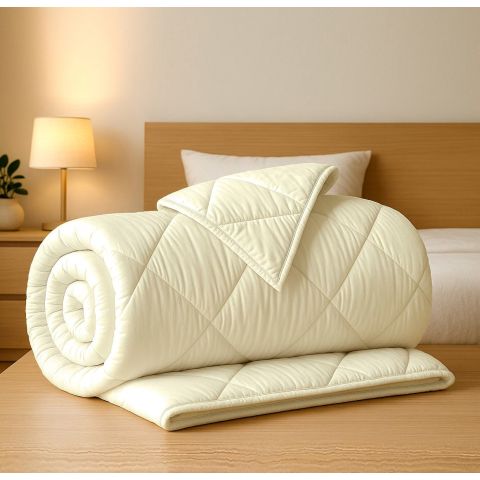 Pilotă matlasată Ranforce 100% bumbac, umplutură lână 200x215 cm, Unt, Pucioasa