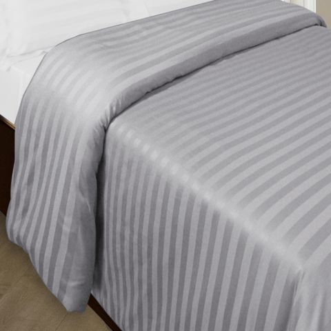 Cearsaf de pilota pat dublu Damasc Policoton dunga 1 cm, 160 x 220 cm, Gri Deschis