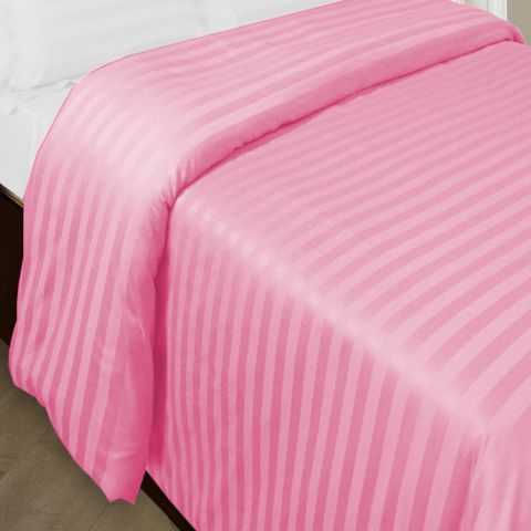 Cearsaf de pilota pat dublu Damasc Policoton dunga 1 cm, 160 x 220 cm, Roz Bonbon