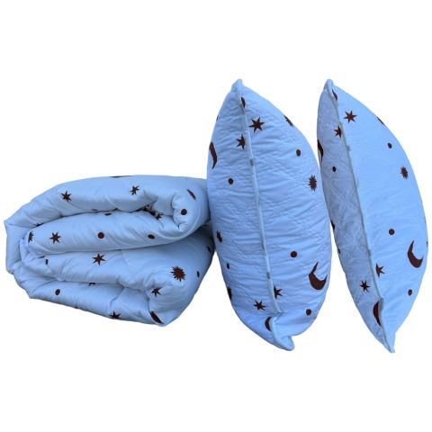 Pachet Pilota matlasata 180x200 cm si 2 perne 50x70 cm, model Luna si Stele, Alb