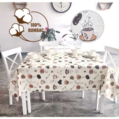 Fata de masa antimurdarire 100% Bumbac 140x180 cm, Cafea si biscuiti Crem