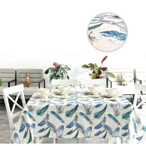 Fata de masa antimurdarire 100% Bumbac 120x160 cm, Pene Albastru