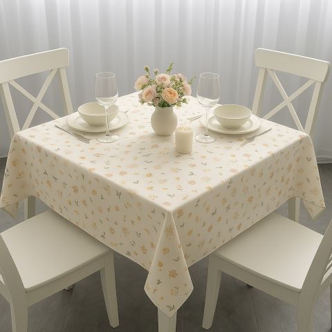 Fata de masa antimurdarire 100% Bumbac 120x160 cm, Floricele Galben