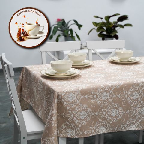 Fata de masa antimurdarire 100% Bumbac 160x220 cm, Eleganta Bej