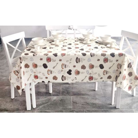 Fata de masa antimurdarire 160x220 cm, Cafea si biscuiti Crem