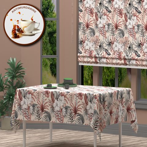 Fata de masa antimurdarire 100% Bumbac 160x320 cm, Motive Exotice Rosu