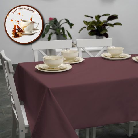 Față de masă rotundă 140 cm anti murdărire 100% Bumbac, Uni Grena