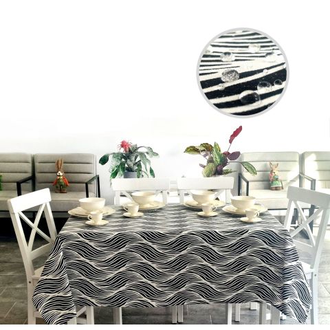 Față de masă rotundă 140 cm antimurdărire, Modernă Negru