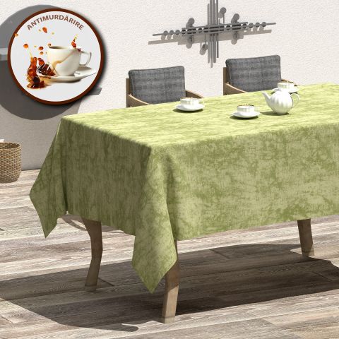 Față de masă rotundă 160 cm anti murdărire 100% Bumbac, Degrade Verde
