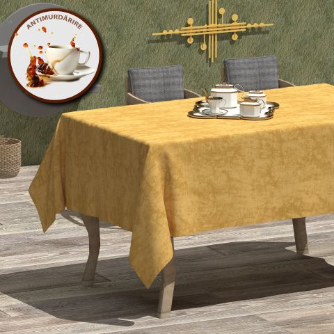 Față de masă rotundă 160 cm anti murdărire 100% Bumbac, Degrade Galben