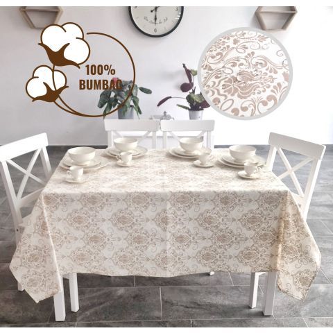 Față de masă rotundă 160 cm anti murdărire 100% Bumbac,  Moderna Bej