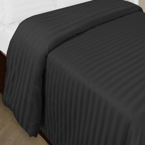 Cearsaf de pilota 2 persoane Damasc Policoton dunga 1 cm, 180 x 220 cm, Negru