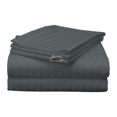 Cearsaf de pat dublu extra large Damasc Policoton dunga 1 cm, 230x260 cm, Gri Antracit