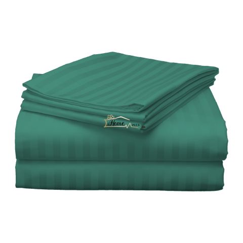 Cearsaf de pat dublu king size Damasc Policoton dunga 1 cm, 230 x 260 cm, Verde