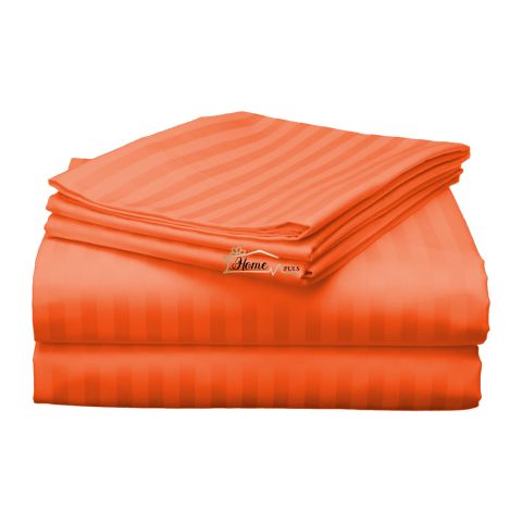 Cearsaf de pat o persoana Damasc Policoton dunga 1 cm, 160 x 230 cm, Rosu Corai