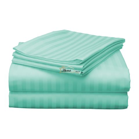 Cearsaf de pat o persoana Damasc Policoton dunga 1 cm, 160 x 230 cm, Verde Jad