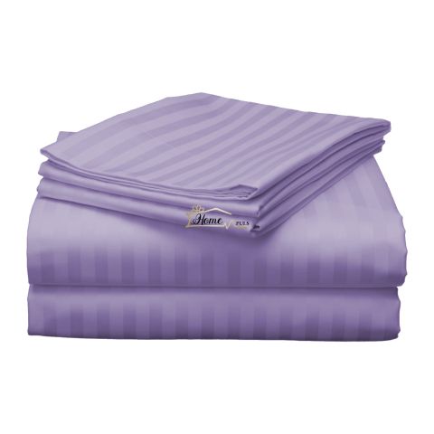 Cearsaf de pat 2 persoane Damasc Policoton dunga 1 cm, 220 x 230 cm, Lila Iris