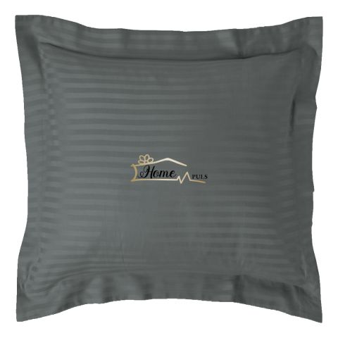 Fata de perna Damasc policoton dunga 1 cm, 70 x 70 cm si tiv cu bordura 3,5 cm, Gri Inchis