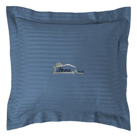 Fata de perna Damasc policoton dunga 1 cm, 70 x 70 cm si tiv cu bordura 3,5 cm, Bleu