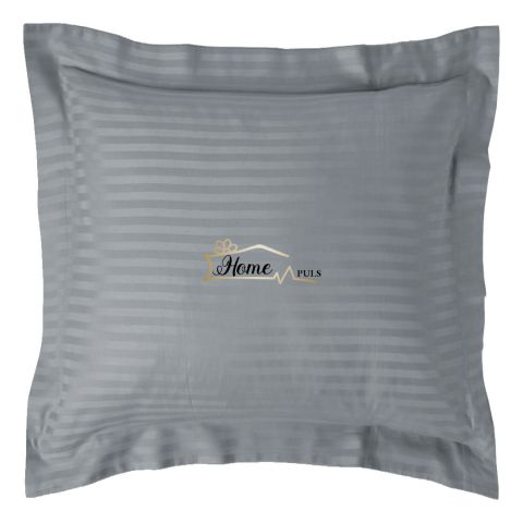 Fata de perna Damasc policoton dunga 1 cm, 70 x 70 cm si tiv cu bordura 3,5 cm, Gri Deschis