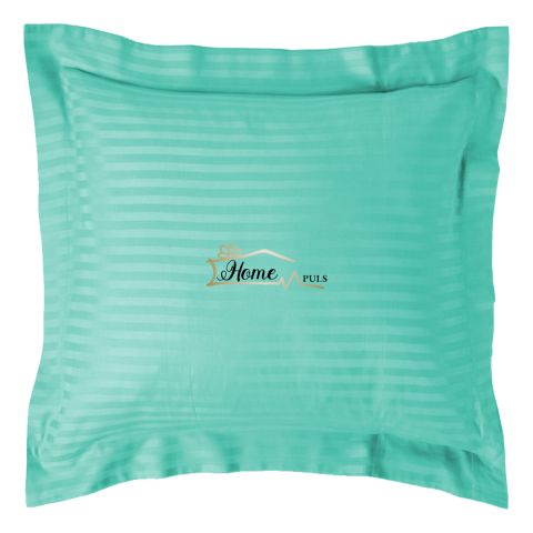 Fata de perna Damasc policoton dunga 1 cm, 70 x 70 cm si tiv cu bordura 3,5 cm, Turcoaz Deschis