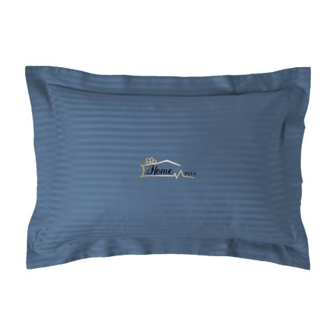 Fata de perna Damasc policoton dunga 1 cm, 50 x 70 cm si tiv cu bordura 3,5 cm, Bleu