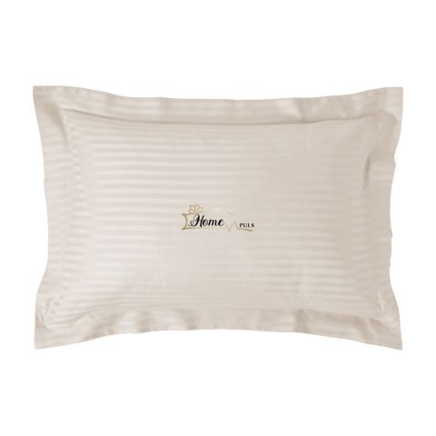 Fata de perna Damasc policoton dunga 1 cm, 50 x 70 cm si tiv cu bordura 3,5 cm, Bej Cappuccino