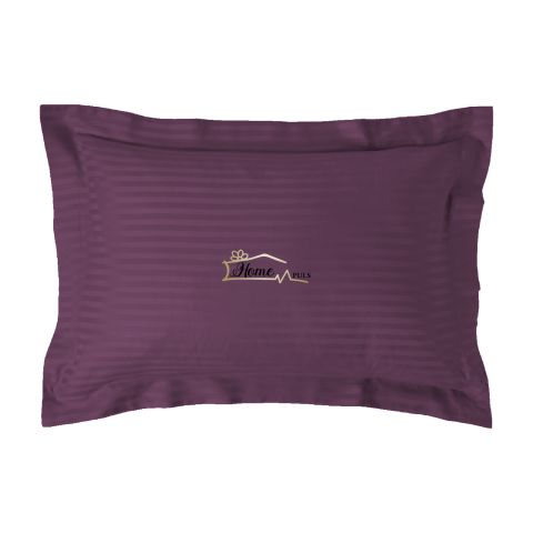 Fata de perna Damasc policoton dunga 1 cm, 50 x 70 cm si tiv cu bordura 3,5 cm, Mov