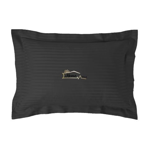 Fata de perna Damasc policoton dunga 1 cm, 50 x 70 cm si tiv cu bordura 3,5 cm, Negru