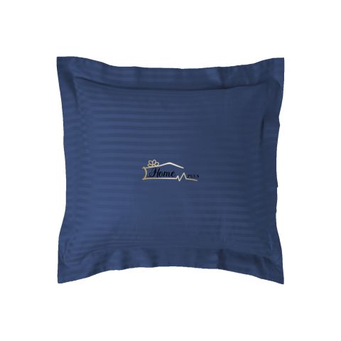 Fata de perna Damasc policoton dunga 1 cm, 40 x 40 cm si tiv cu bordura 3,5 cm, Albastru