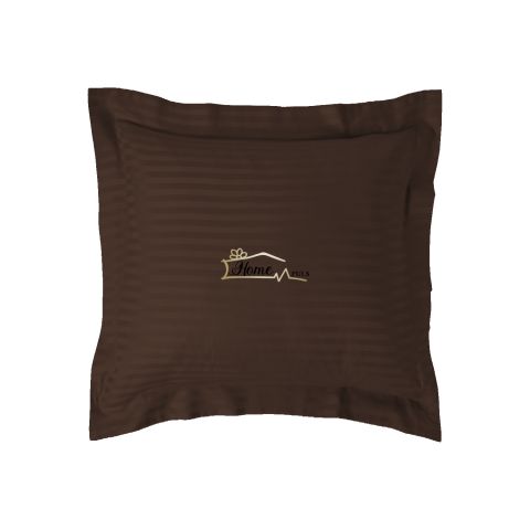 Fata de perna Damasc policoton dunga 1 cm, 40 x 40 cm cu bordura 3,5 cm, Maro