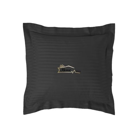 Fata de perna Damasc policoton dunga 1 cm, 40 x 40 cm si tiv cu bordura 3,5 cm, Negru