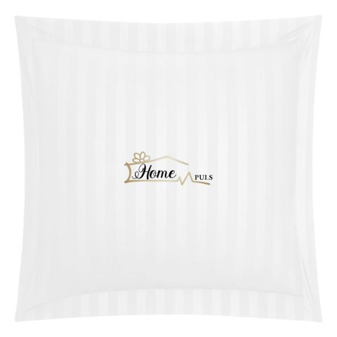 Fata de perna Damasc Bumbac 100% dunga 1 cm, 70 x 70 cm si tiv cu bordura 3,5 cm, Alb