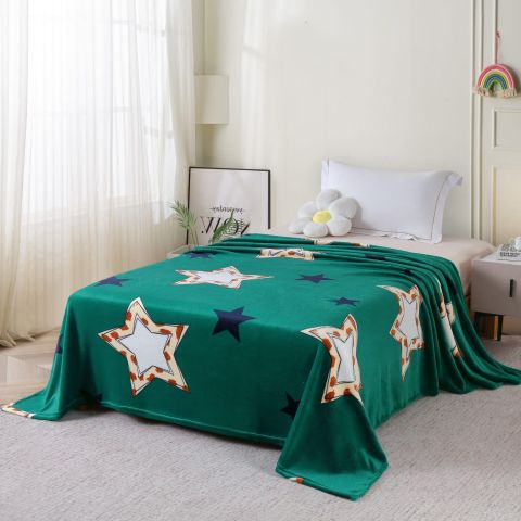 Patura Cocolino imprimata 200x230 cm, Verde cu stele