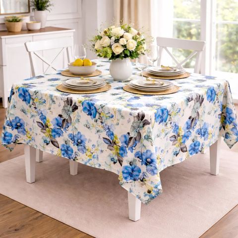 Fata de masa antimurdarire 120x160 cm, Floricele Galben/Albastru Ralex Pucioasa