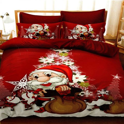 Lenjerie pat Crăciun Finet 3D, 6 piese, cearșaf pat 220x230 cm, pilotă 200x230 cm, 2 fețe pernă 70x70 cm, 2 fețe pernă 50x70 cm, F-XMAS44