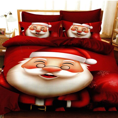 Lenjerie pat Crăciun Finet 3D, 6 piese, cearșaf pat 220x230 cm, pilotă 200x230 cm, 2 fețe pernă 70x70 cm, 2 fețe pernă 50x70 cm, F-XMAS45