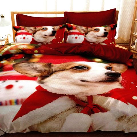 Lenjerie pat Crăciun Finet 3D, 6 piese, cearșaf pat 220x230 cm, pilotă 200x230 cm, 2 fețe pernă 70x70 cm, 2 fețe pernă 50x70 cm, F-XMAS47