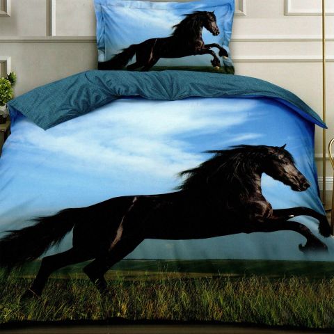 Pachet economic lenjerie pat o persoana Bumbac Finet 3 piese 3D, o perna matlasata 50x70 cm si pilota 140x210 cm primavara toamna (F1P3)-1