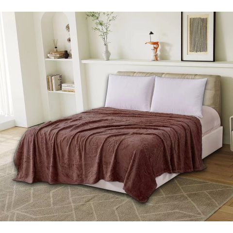 Patura Cocolino UNI pentru pat dublu 200 x 230 cm, model fluturi Maro