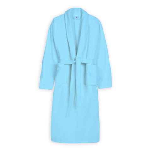 Halat de baie si SPA Hotel cu guler Kimono Velur 100% Bumbac, unisex L-XL, 420 grame/mp, Bleu