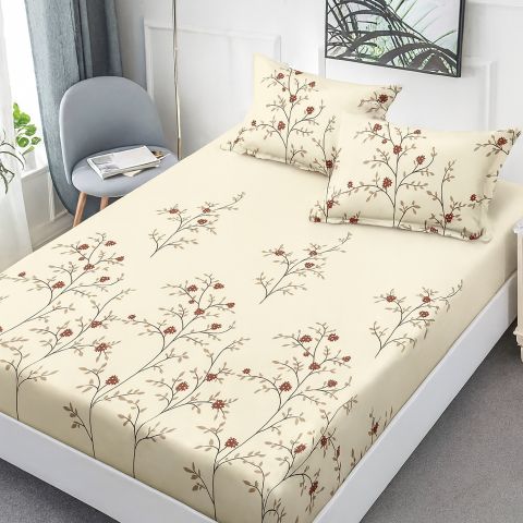 Set husă pat Finet Elegance + 2 fețe perne pentru saltea de 160x200 cm, Imprimeu floral, HF2FP91