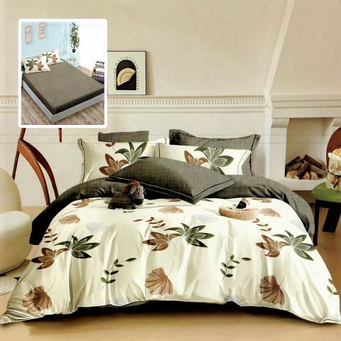 Pachet economic lenjerie pat dublu Finet 6 piese cu husa la saltea + 2 perne matlasate 50x70 cm + pilota 200x215 cm primavara toamna HF6P271