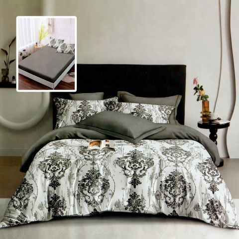 Pachet economic lenjerie pat dublu Finet 6 piese cu husa la saltea + 2 perne matlasate 50x70 cm + pilota 200x215 cm primavara toamna HF6P276