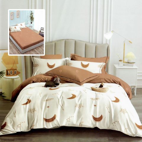 Lenjerie pat dublu Finet Bumbac 6 piese cu husa saltea 160x200 sau 180x200 cm, pilota 200x230 cm, 2 fete perna 50x70 si 70x70 cm, Alb-Maro, Pucioasa HF6P282