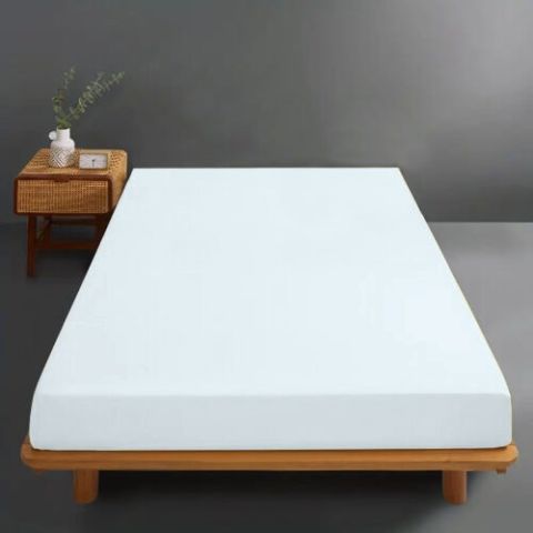 Husă pat tricot jerse bumbac 100%, pentru saltea de 140x200 cm Alb