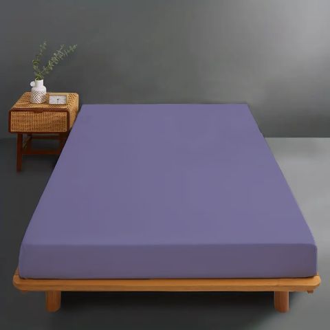 Husă pat tricot jerse bumbac 100%, pentru saltea de 140x200 cm Lila