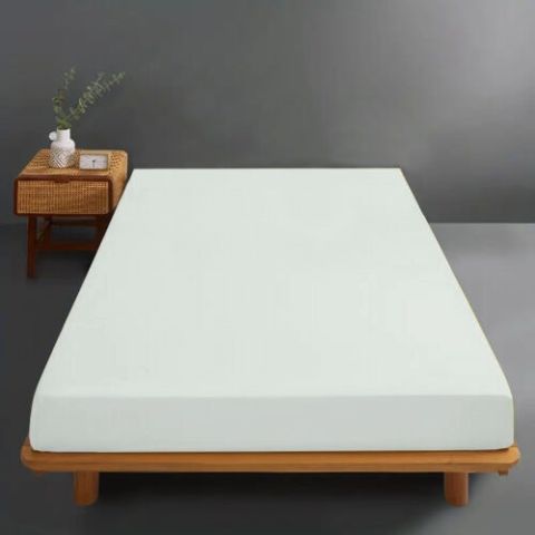 Husă pat tricot jerse bumbac 100%, pentru saltea de 90x200 cm sau 100x200 cm Crem