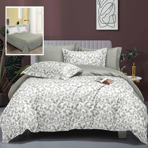 Pachet economic lenjerie pat dublu Bumbac Finet 6 piese Elegance + 2 perne matlasate 50x70 cm + pilota 200x215 cm primavara toamna (LEC16)-1