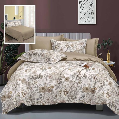 Pachet economic lenjerie pat dublu Bumbac Finet 6 piese Elegance + 2 perne matlasate 50x70 cm + pilota 200x215 cm primavara toamna (LEC6)-1